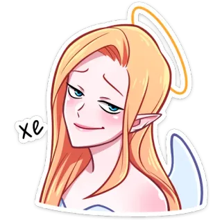 😀 e8fbf9b4 xe ángel, chica, halo, elfo, lindo, dibujos animados telegram sticker