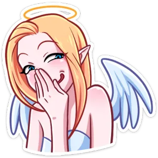 😁 ec552d1b ángel, mujer, alas, halo, dibujos animados, elfo telegram sticker