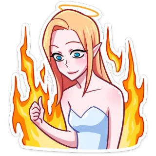 👍 f0d32225 Anime, Ángel, Demonio, Fuego, Dibujo animado, Elfo telegram sticker