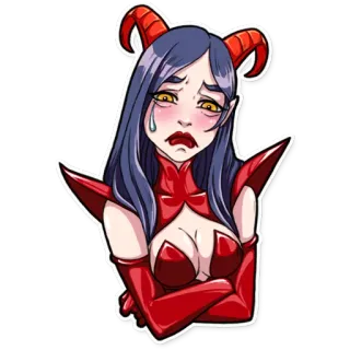 😢 3ac5c982 дьявол, демон, аниме, плачущий, грустный, рога, фэнтези whatsapp sticker
