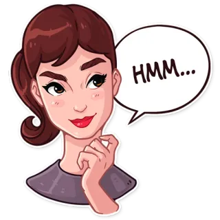 🤔 099928f8 HMM... กำลังคิด, ฮืม, ผู้หญิง, สงสัย, คำถาม, ใคร่ครวญ telegram sticker