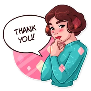☺️ 10847eb5 THANK YOU! ขอบคุณ, ทักทาย, สติกเกอร์, สีหน้า, ผู้หญิง, การ์ตูน telegram sticker