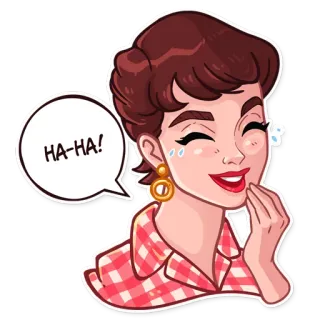 😂 676b02ac HA-HA! หัวเราะ, ผู้หญิง, การ์ตูน, ตลก, สีหน้า, เสียงหัวเราะ telegram sticker