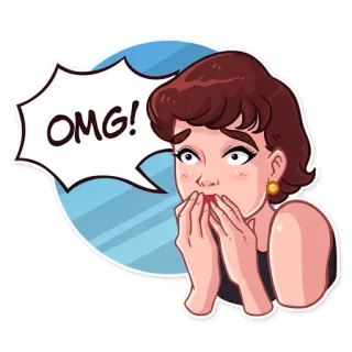 😨 d9ebfe1e OMG! ผู้หญิง, โอ้มายก็อด, เซอร์ไพรส์, ตกใจ, สีหน้า, การ์ตูน, สติกเกอร์ telegram sticker