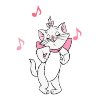 🎤 012e3740 Marie The Aristocats cat, cartoon, disney, cute, music, aristocats, marie telegram sticker