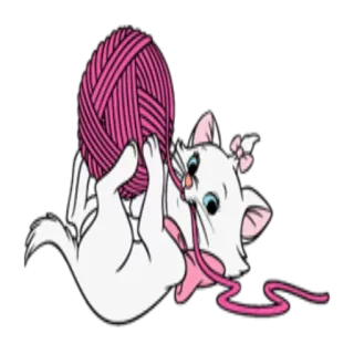 🏓 37f9528a Marie The Aristocats cat, kitten, yarn, pink, cute, cartoon, disney telegram sticker