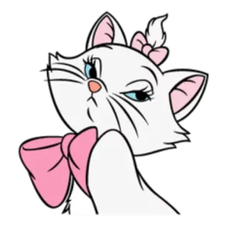 😏 e4aadede Marie The Aristocats cat, cartoon, disney, kitten, cute, aristocats, bow telegram sticker