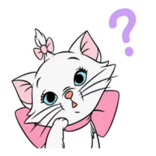 🤔 e93202f6 Marie The Aristocats cat, cartoon, question mark, thinking, cute, disney telegram sticker