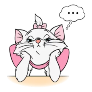 😌 ffa8142f Marie The Aristocats cat, cute, cartoon, Marie, Aristocats, thinking, Disney, kitten telegram sticker