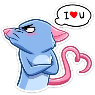 ❤️ ea7c1f4e I❤️U ねずみ, 愛, ハート, 可愛い, 漫画 telegram sticker