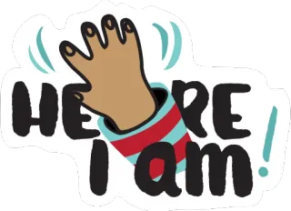 👉 13323736 Here I am! Salutation, Signe de la main, Amical, Bonjour whatsapp sticker