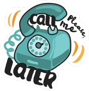 📞 3b0aa45c call me please, LATER téléphone, appel, plus tard, vintage, communication, rétro whatsapp sticker