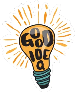 💡 b4c52db4 GOOD IDEA ampoule, idée, bonne idée, inspiration, pensée, créatif whatsapp sticker