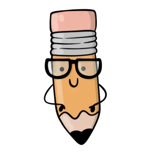 🤓 0d6dd06f potlood, bril, cartoon, kantoorartikelen, tekening, nerd telegram sticker