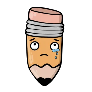 😢 36c05009 potlood, huilen, verdrietig, school, schrijfwaren, cartoon telegram sticker