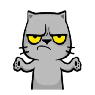 😐 73ba9ef9 猫, 漫画, 怒り, ステッカー, 動物, 黄色い目 telegram sticker