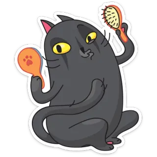 😻 9969d3a2 猫, 动物, 梳毛, 刷子, 可爱 telegram sticker