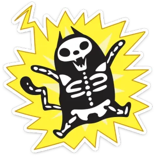 ⚡ 68744529 chat, squelette, électricité, dessin animé, effrayant, humour telegram sticker