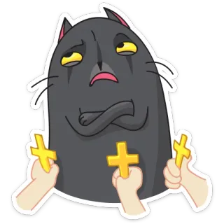 🙄 88968953 chat, croix, religieux, autocollant, animal, humour, dessin animé telegram sticker