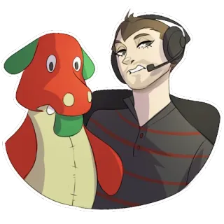 🧐 532139e8 gamer, kartun, ilustrasi, karakter, headset, pria telegram sticker