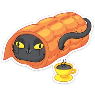 ☕ 47b20fde 猫, 墨西哥卷饼, purrito, 咖啡, 可爱, 动物, 宠物 telegram sticker