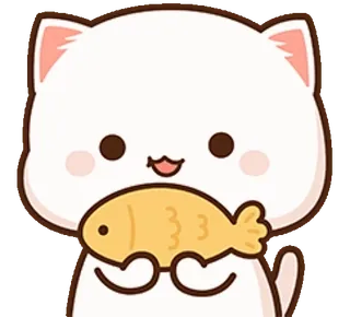 🐟 544dbe64 gato, lindo, pez, animal, comida, dibujos animados, kawaii whatsapp sticker