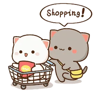 🛒 87a99a0c Shopping! gatos, compras, lindo, kawaii, dibujos animados, animales, carrito whatsapp sticker