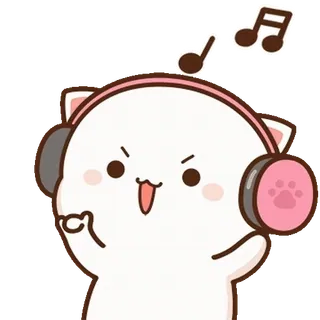 🎧 f704297d gato, auriculares, música, lindo, pegatina, emoji, dibujos animados whatsapp sticker