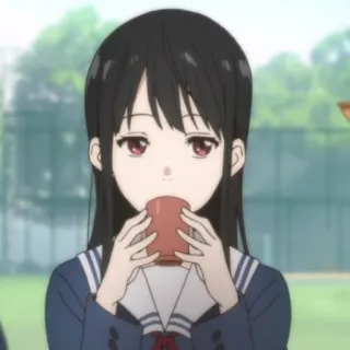 🍶 6766779a 动漫, 女孩, 制服, 饮用, 插画 telegram sticker