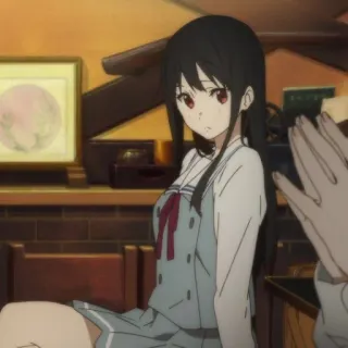 🍶 9b199538 动漫, 女孩, 校服, 可爱, 红眼睛, 黑发 telegram sticker