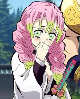 🌸 02bdc016 Mitsuri Kanroji Demon Slayer anime, demon slayer, mitsuri kanroji, hashira, pink hair, anime girl, manga whatsapp sticker