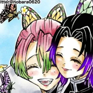 🌸 4c948ab4 twitter@nobara0620 anime, girl, cute, illustration, butterfly, fanart whatsapp sticker