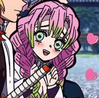 💚 9feb0d54 Mitsuri Kanroji Demon Slayer anime, demon slayer, mitsuri kanroji, love hashira, hearts, cute whatsapp sticker