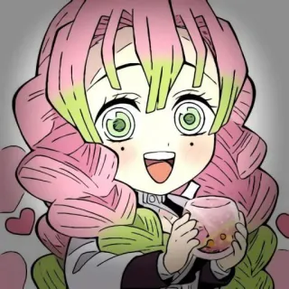 💚 ffc7ff9a Mitsuri Kanroji Demon Slayer anime, demon slayer, mitsuri kanroji, kawaii, cute, fan art, chibi whatsapp sticker