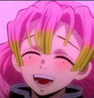 😍 1ab9ebb1 Mitsuri Kanroji Demon Slayer anime, character, demon slayer, mitsuri kanroji, pink hair whatsapp sticker
