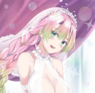 😌 1aeedcaf Mitsuri Kanroji Demon Slayer anime, wedding, bride, fanart, manga, cute whatsapp sticker