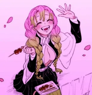 ☺️ b70fdead Mitsuri Kanroji Demon Slayer anime, demon slayer, mitsuri kanroji, manga, character, pink hair whatsapp sticker