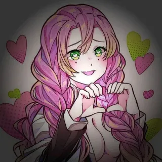 ❤️ c86d4a3e Mitsuri Kanroji Demon Slayer anime, heart, cute, pink hair, Mitsuri, Demon Slayer whatsapp sticker