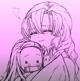 😘 cbbb0b91 Nezuko Kamado, Mitsuri Kanroji Demon Slayer anime, fan art, cute, hugging, kawaii, demon slayer whatsapp sticker