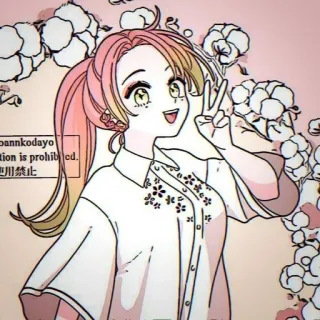 ✌️ f5d7e74c oannkodayo anime, girl, cheerful, flowers, cartoon whatsapp sticker