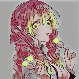 💞 10489dca Mitsuri Kanroji Demon Slayer anime, fanart, character, mitsuri kanroji, demon slayer, lollipop, love pillar telegram sticker