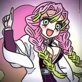 🍡 48936c5d Mitsuri Kanroji Demon Slayer Anime, Demon Slayer, Mitsuri Kanroji, Liefdespilaar, schattig, Manga telegram sticker