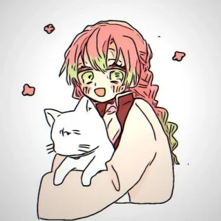 🍡 c3d5e243 Mitsuri Kanroji Demon Slayer Anime, Demon Slayer, Mitsuri Kanroji, Kat, schattig telegram sticker