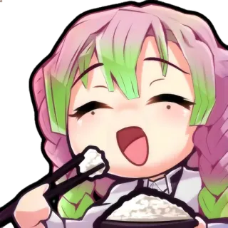 👾 488f3b7d Mitsuri Kanroji Demon Slayer Anime, Thanh gươm diệt quỷ, Mitsuri Kanroji, Ăn uống, Kawaii telegram sticker