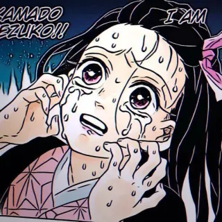 🌺 ac3c4d59 Nezuko Kamado Demon Slayer KAMADO NEZUKO!! I AM Аниме, Клинок, рассекающий демонов, Незуко, Камадо, Плачет, Персонаж, Манга telegram sticker