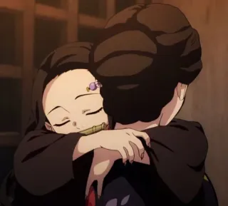 🌸 c348877b Nezuko Kamado Demon Slayer Аниме, Объятия, Мультфильм, Клинок, рассекающий демонов, Незуко, Манга, Дружба telegram sticker