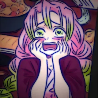 🌸 fdef2687 Mitsuri Kanroji Demon Slayer Аниме, Мицури Канроджи, Клинок, рассекающий демонов, Каваий, Милый, В шоке, Персонаж, Фанарт telegram sticker