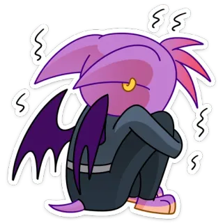 😔 2aae151c Cartone animato, Triste, Pipistrello, Viola, Adesivo, Ali telegram sticker