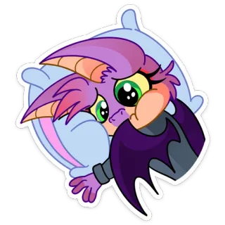 🥺 2da1ff7c Cartone animato, Animale, Carino, Pipistrello, Cuscino, Assonnato telegram sticker