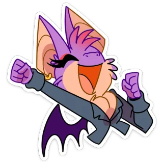 ☺️ 53535a6c pipistrello, cartone animato, animale, carino, viola, peloso, antropomorfo telegram sticker